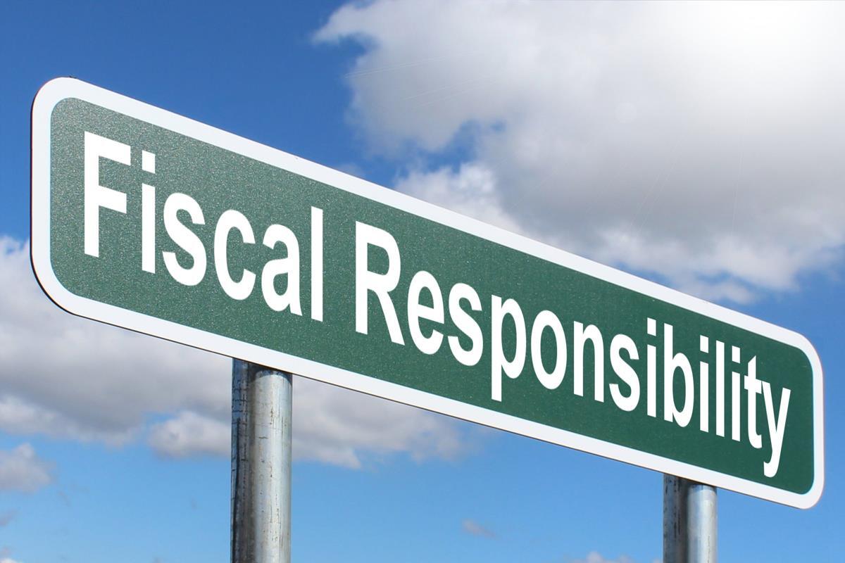 Road sign  stating "fiscal responsibility"
