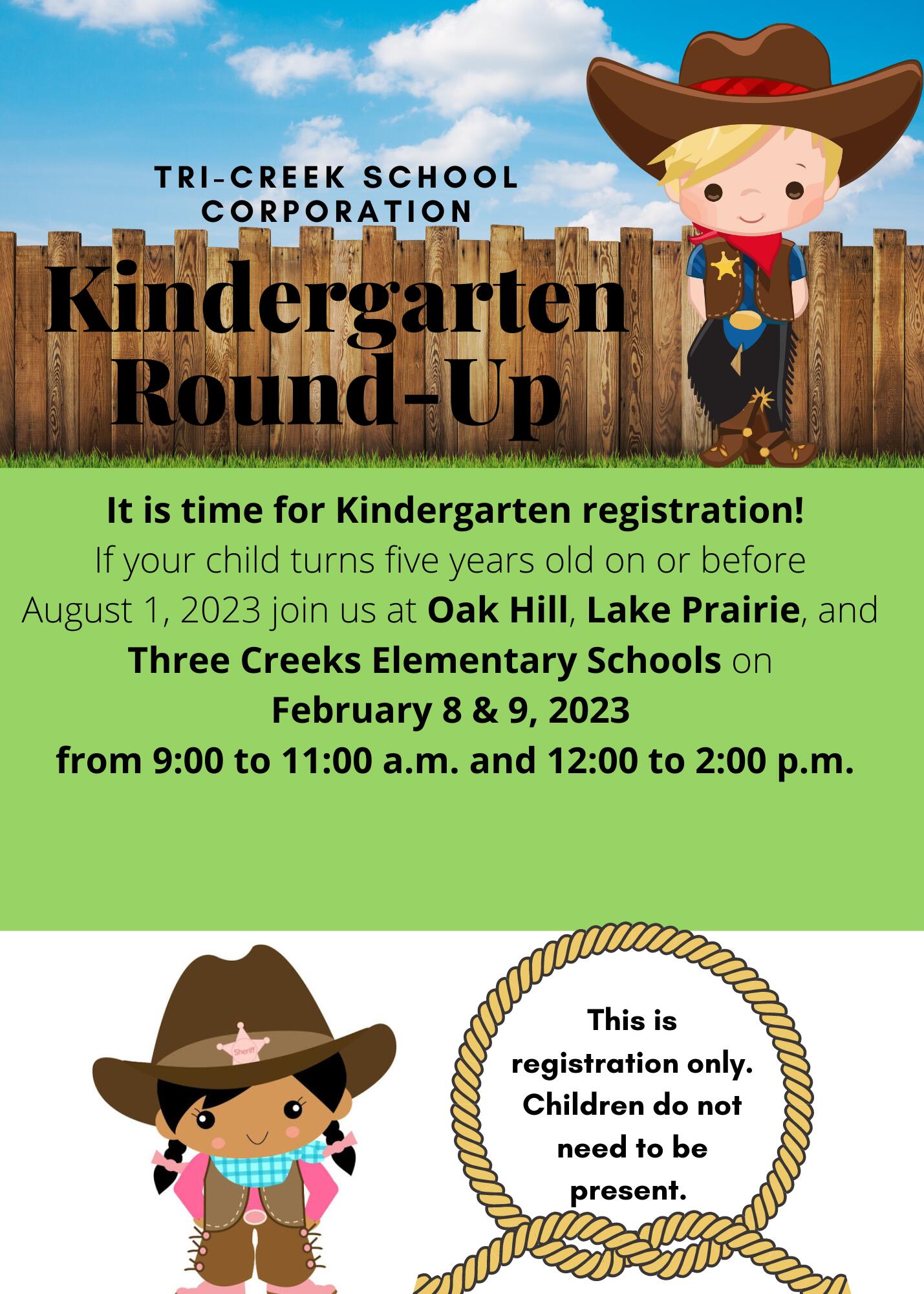 Information for Kindergarten registration.