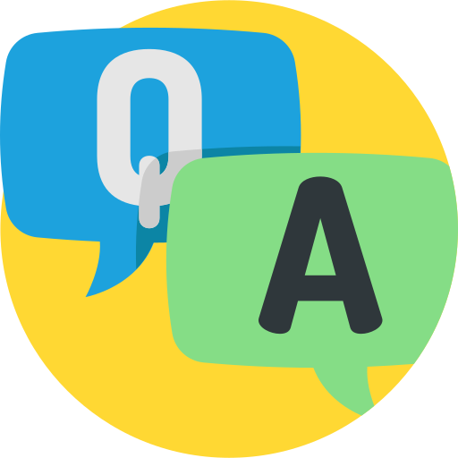 The letters "Q" and "A" in dialog bubbles